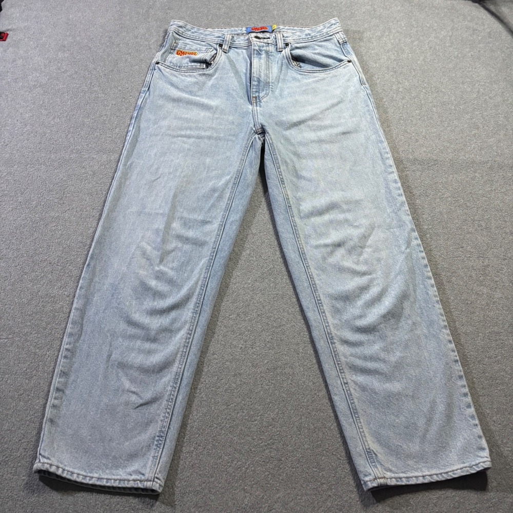 Empyre Relax Loose Fit Skate Jeans Mens 32 Light Wash Baggy Denim Streetwear